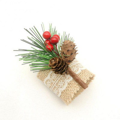 6 τμχ/σετ Χριστουγεννιάτικα δαχτυλίδια πετσέτας Χριστουγεννιάτικο δέντρο με κουκουνάρι προσομοίωση δαχτυλίδια θήκης χαρτοπετσέτας για Χριστουγεννιάτικη διακόσμηση τραπεζιού