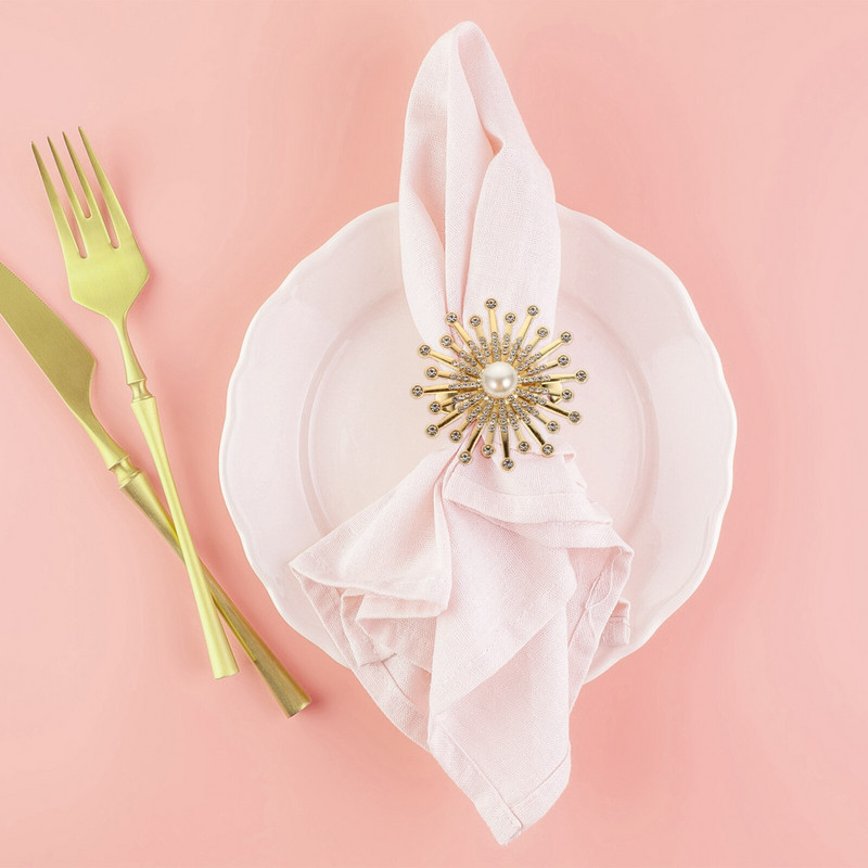 6 τμχ Δαχτυλίδι για χαρτοπετσέτα με μαργαριτάρι στρας Πόρπη για πετσέτα Δαχτυλίδι για πετσέτες Διακόσμηση τραπεζιού για δείπνο