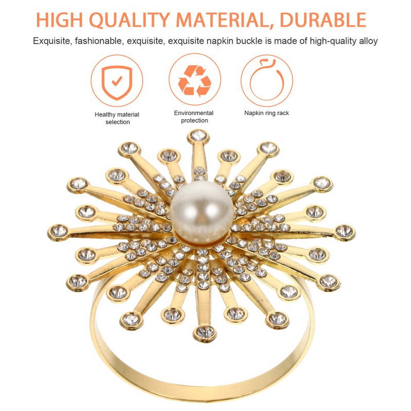 6 τμχ Δαχτυλίδι για χαρτοπετσέτα με μαργαριτάρι στρας Πόρπη για πετσέτα Δαχτυλίδι για πετσέτες Διακόσμηση τραπεζιού για δείπνο