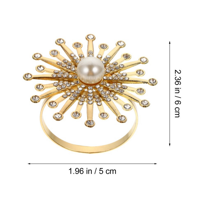 6 τμχ Δαχτυλίδι για χαρτοπετσέτα με μαργαριτάρι στρας Πόρπη για πετσέτα Δαχτυλίδι για πετσέτες Διακόσμηση τραπεζιού για δείπνο