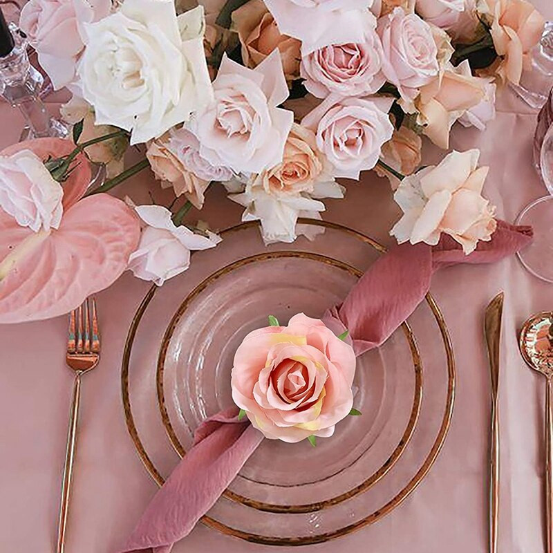 4 τμχ Rose Flower Δαχτυλίδια χαρτοπετσέτας Crafts Σχέδιο αμπέλου Δαχτυλίδια θήκης για χαρτοπετσέτα Διακοσμήσεις τραπεζιού για το δείπνο του Αγίου Βαλεντίνου