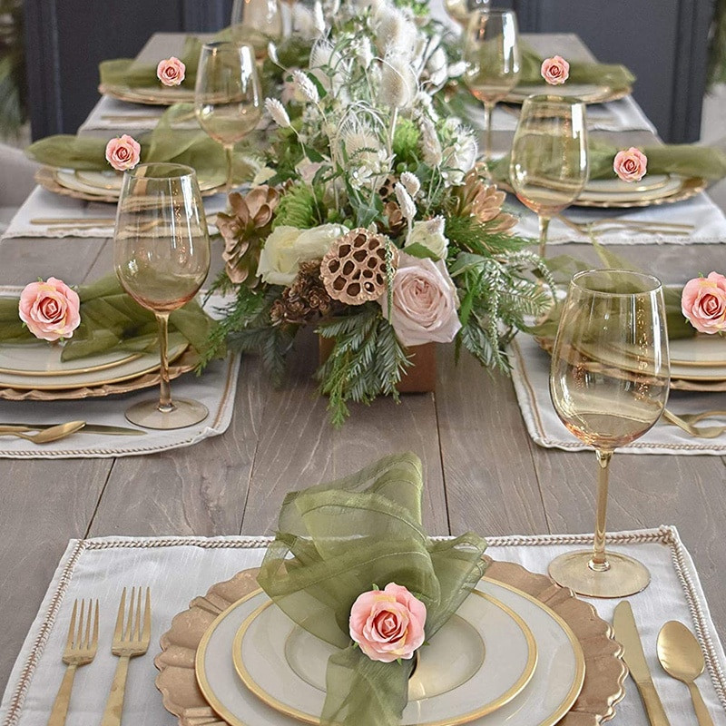 4 τμχ Rose Flower Δαχτυλίδια χαρτοπετσέτας Crafts Σχέδιο αμπέλου Δαχτυλίδια θήκης για χαρτοπετσέτα Διακοσμήσεις τραπεζιού για το δείπνο του Αγίου Βαλεντίνου