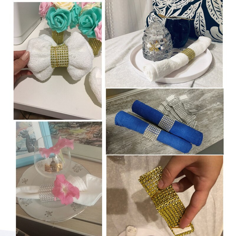 10 komada Zlatno Srebrni Prsten za salvete Stolice Kopče Dekoracija vjenčanja Zanati Držač mašnica od dijamanata Ručno izrađeni pribor za zabave