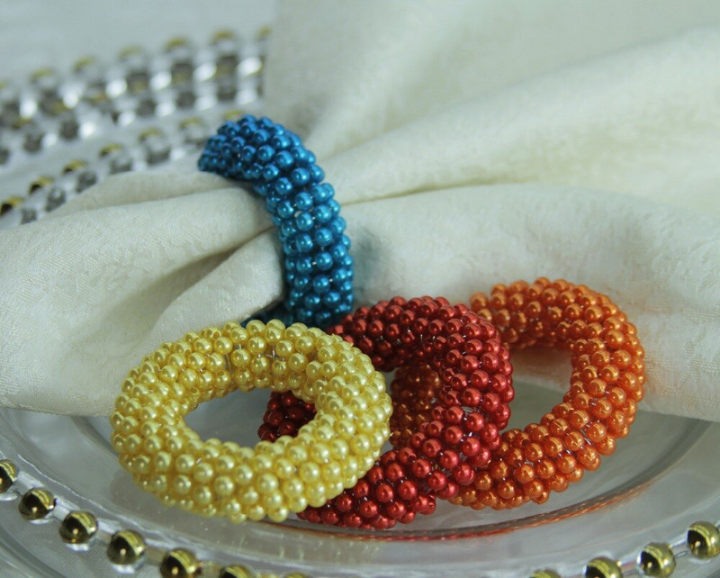 δωρεάν αποστολή πολύχρωμο μαργαριτάρι δαχτυλίδι χαρτοπετσέτας, χονδρική φθηνή θήκη χαρτοπετσέτας διακόσμηση γάμου 12 τμχ qn19022601