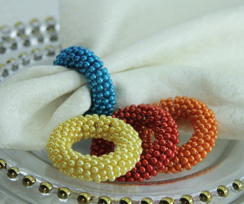 δωρεάν αποστολή πολύχρωμο μαργαριτάρι δαχτυλίδι χαρτοπετσέτας, χονδρική φθηνή θήκη χαρτοπετσέτας διακόσμηση γάμου 12 τμχ qn19022601