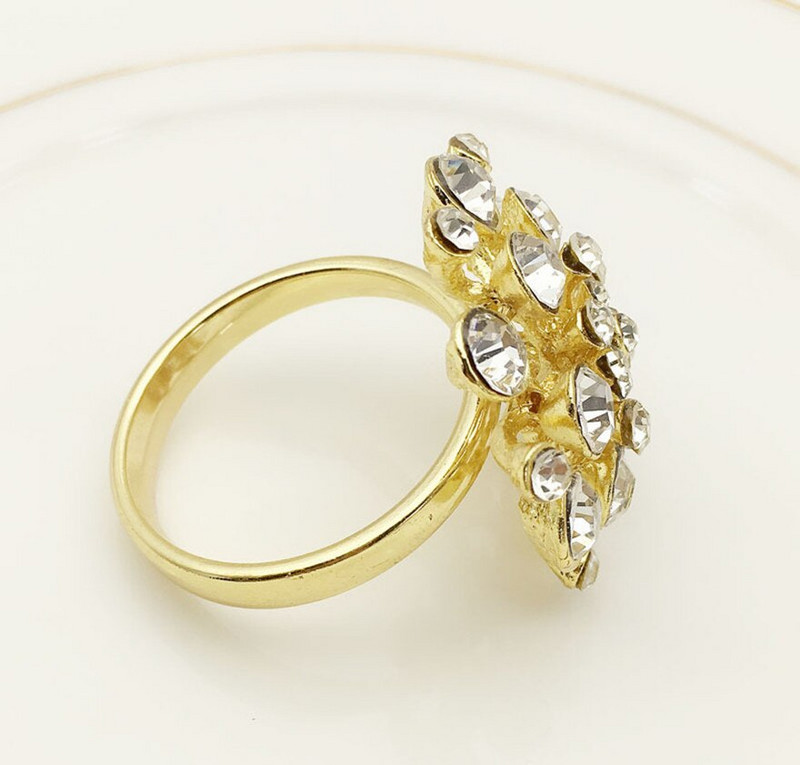 8 τμχ/ παρτίδα Διαμαντένιο χρυσό δαχτυλίδι γαμήλιας χαρτοπετσέτας θήκη χαρτοπετσέτας κύκλος χριστουγεννιάτικη αγκράφα διακοσμητικά επιφάνειας εργασίας