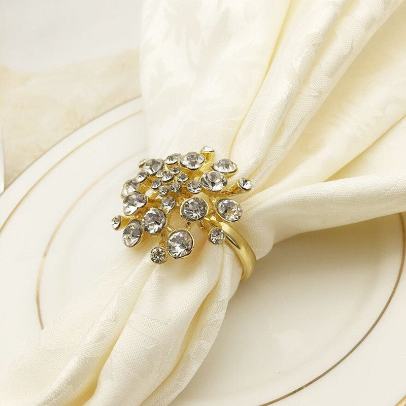 8 τμχ/ παρτίδα Διαμαντένιο χρυσό δαχτυλίδι γαμήλιας χαρτοπετσέτας θήκη χαρτοπετσέτας κύκλος χριστουγεννιάτικη αγκράφα διακοσμητικά επιφάνειας εργασίας