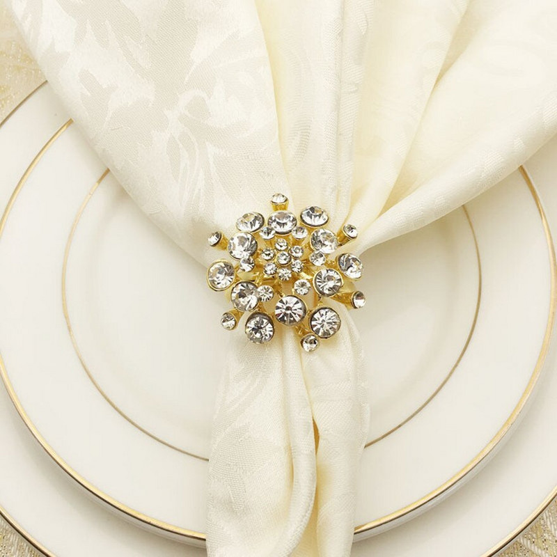 8 τμχ/ παρτίδα Διαμαντένιο χρυσό δαχτυλίδι γαμήλιας χαρτοπετσέτας θήκη χαρτοπετσέτας κύκλος χριστουγεννιάτικη αγκράφα διακοσμητικά επιφάνειας εργασίας