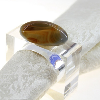 δωρεάν αποστολή δαχτυλίδι χαρτοπετσέτας natual stone agate, θήκη χαρτοπετσέτας χύμα για γάμο 4 τμχ