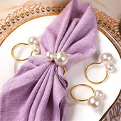 2 τμχ Light Luxury Simplicity Pearls Δαχτυλίδι χαρτοπετσέτας Χρυσό ασημί Μεταλλική θήκη για χαρτοπετσέτα για γενέθλια προμήθειες διακόσμησης τραπεζιού γάμου