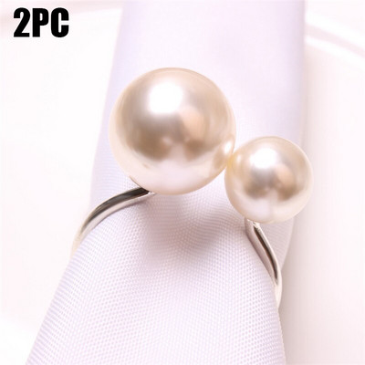 2 τμχ Light Luxury Simplicity Pearls Δαχτυλίδι χαρτοπετσέτας Χρυσό ασημί Μεταλλική θήκη για χαρτοπετσέτα για γενέθλια προμήθειες διακόσμησης τραπεζιού γάμου