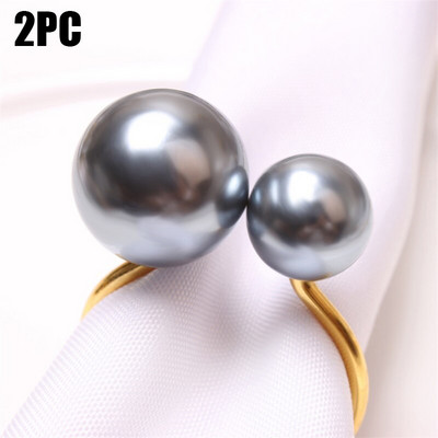 2 τμχ Light Luxury Simplicity Pearls Δαχτυλίδι χαρτοπετσέτας Χρυσό ασημί Μεταλλική θήκη για χαρτοπετσέτα για γενέθλια προμήθειες διακόσμησης τραπεζιού γάμου