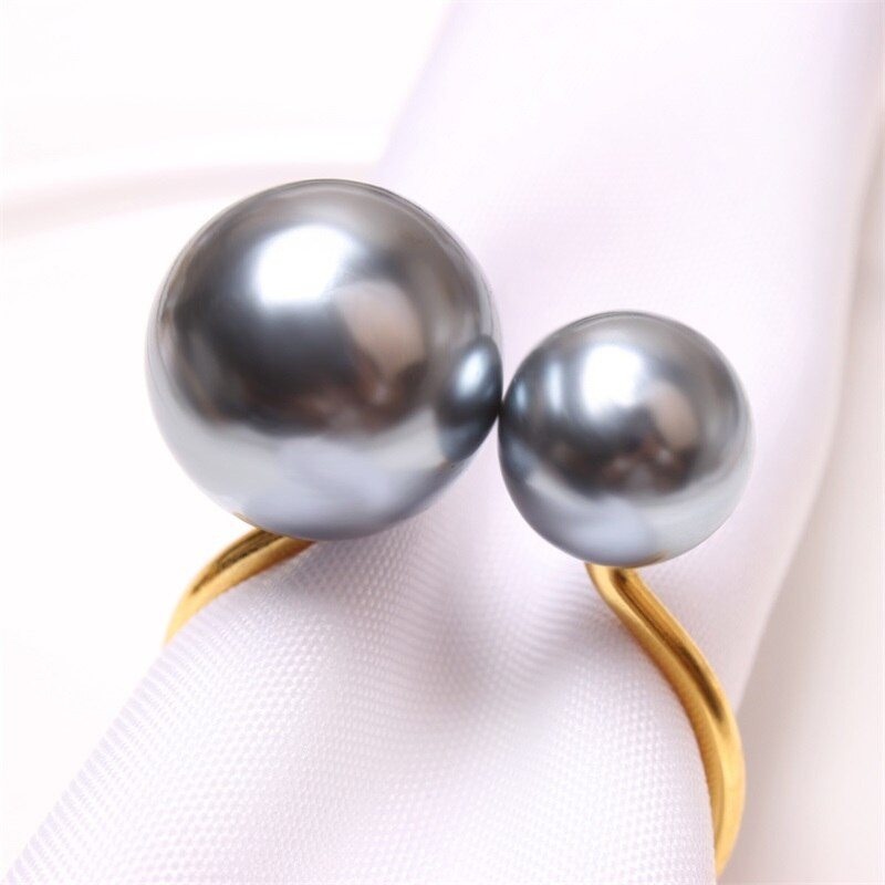 2 τμχ Light Luxury Simplicity Pearls Δαχτυλίδι χαρτοπετσέτας Χρυσό ασημί Μεταλλική θήκη για χαρτοπετσέτα για γενέθλια προμήθειες διακόσμησης τραπεζιού γάμου