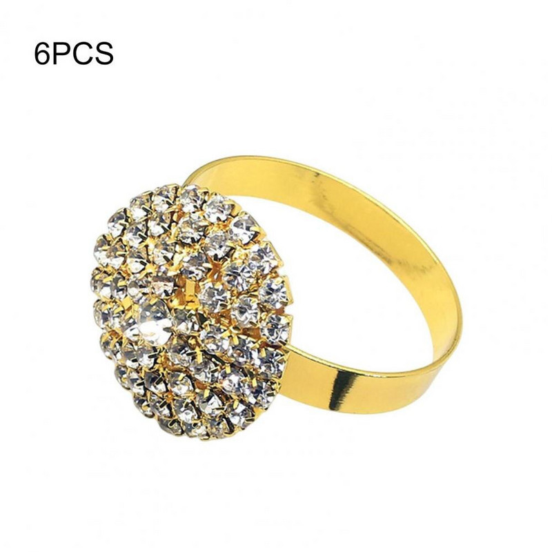 6 ks unikátnych držiakov na obrúsky s kamienkami a ozdobnými kamienkami, opakovane použiteľných upevnení