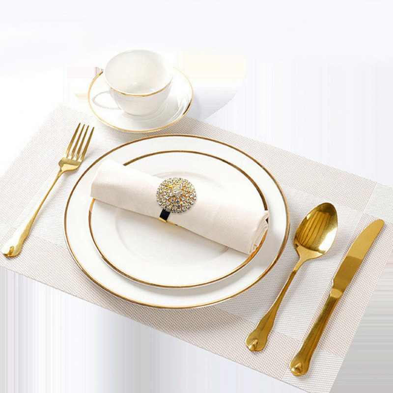 6 ks unikátnych držiakov na obrúsky s kamienkami a ozdobnými kamienkami, opakovane použiteľných upevnení