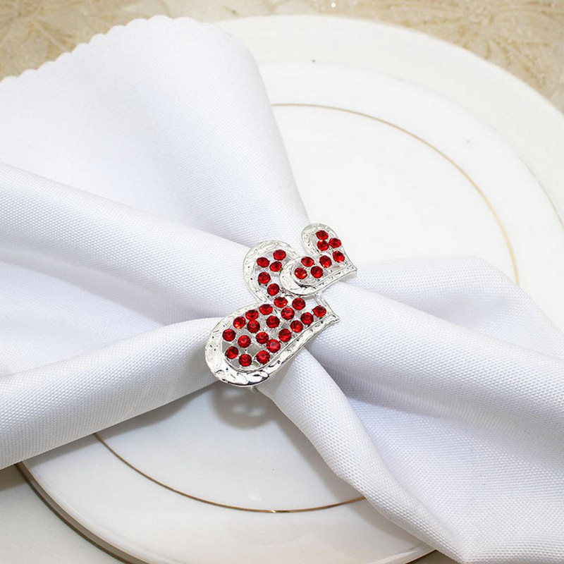 Δαχτυλίδι χαρτοπετσέτας 6 τμχ Επαναχρησιμοποιήσιμο Αντιδιαβρωτικό Διακοσμητικό Αντισκωριακό Δαχτυλίδι σε σχήμα καρδιάς για την ημέρα του Αγίου Βαλεντίνου για διακόσμηση ξενοδοχείου