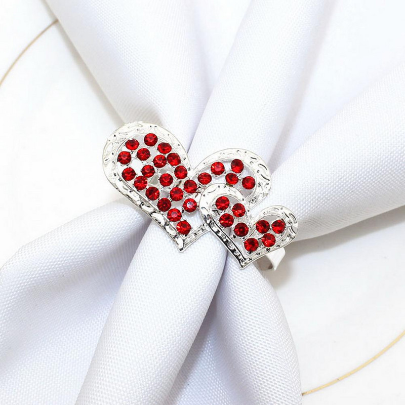 6 tk unikaalne salvrätikuhoidja korrosioonivastane dekoratiivne roostevastane, head sõbrapäeva südamekujuline salvrätikurõngas