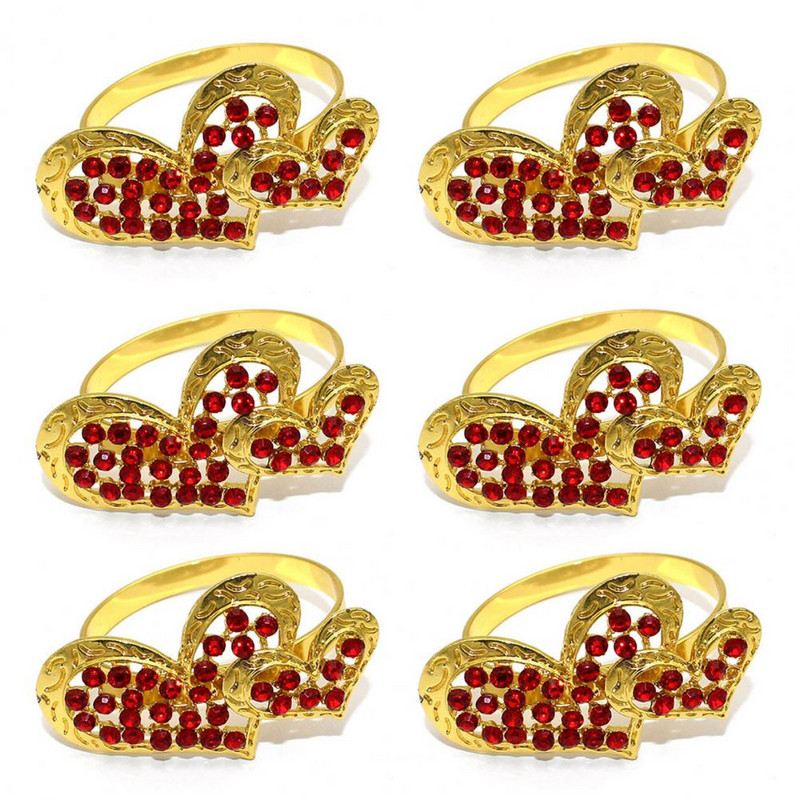 6 tk unikaalne salvrätikuhoidja korrosioonivastane dekoratiivne roostevastane, head sõbrapäeva südamekujuline salvrätikurõngas