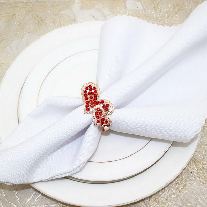 Διακοσμητική θήκη χαρτοπετσέτας επετείου γάμου από κράμα Love Heart Shape για εστιατόριο