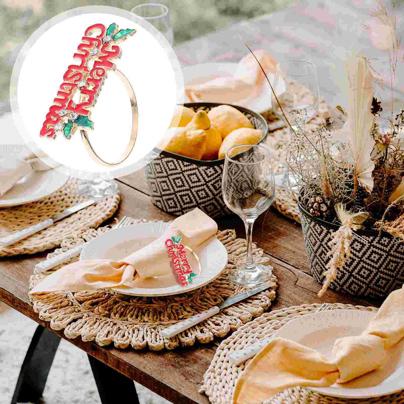 6 tk jõulusalvrätikuhoidjad jõulupeo salvrätikuklambrid, salvrätiku pandlad peo jaoks (punane)