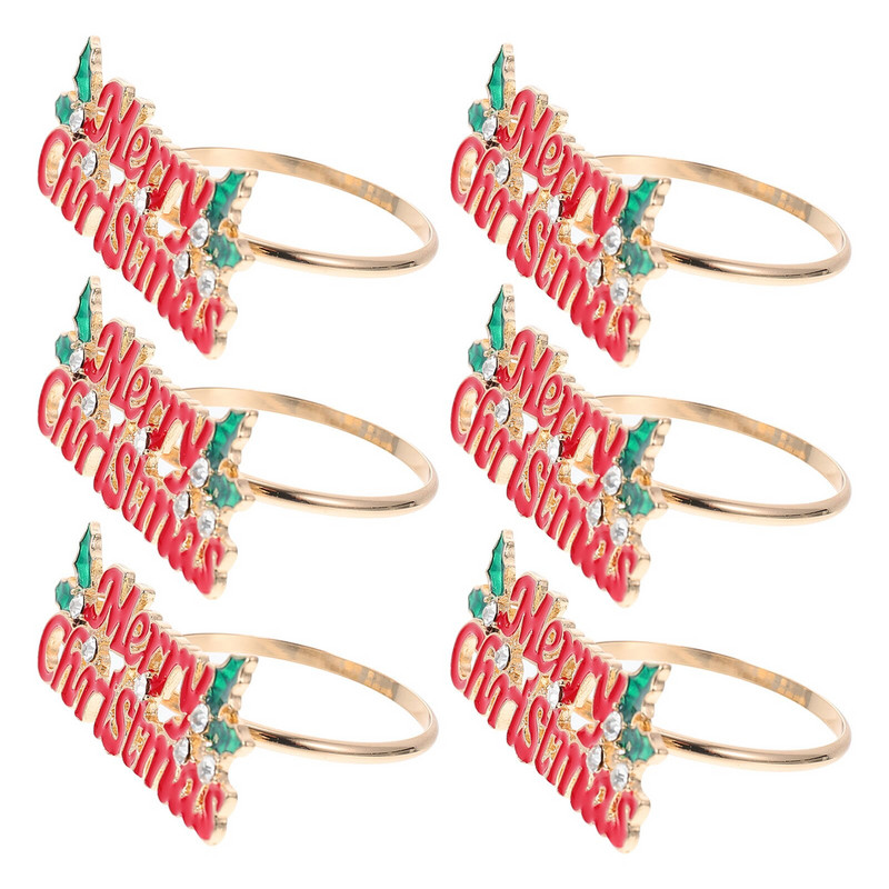 6 tk jõulusalvrätikuhoidjad jõulupeo salvrätikuklambrid, salvrätiku pandlad peo jaoks (punane)