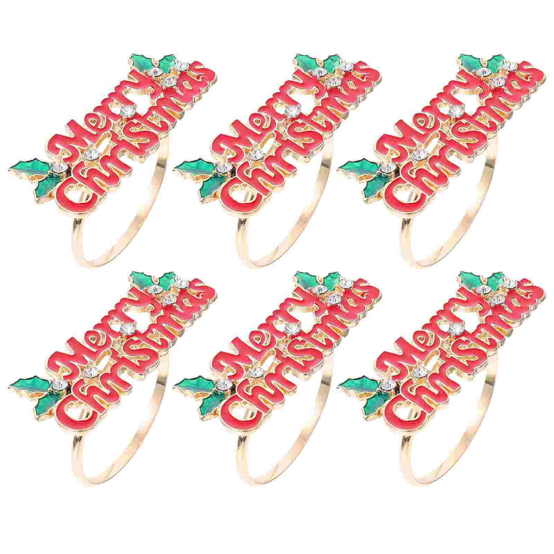 6 tk jõulusalvrätikuhoidjad jõulupeo salvrätikuklambrid, salvrätiku pandlad peo jaoks (punane)