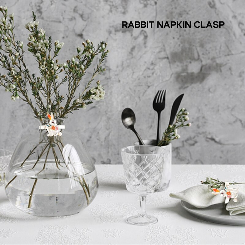 Prsten za ubruse od 12 komada, zec, kopča za ubruse, metalni držači prstenova za ubruse za vjenčanje, blagdane, dekoraciju stola