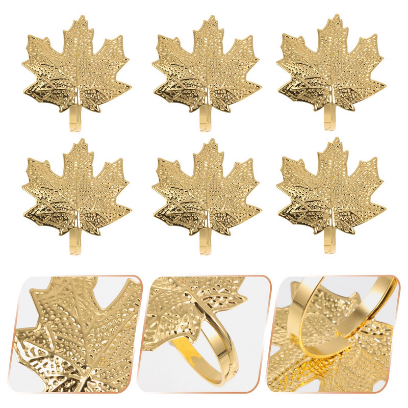 Držači kopči za salvete Prstenovi za stolni list Dekoracije od javora Delikatni metalni prsten Ukrasni držač za vjenčanje Oblik kopče