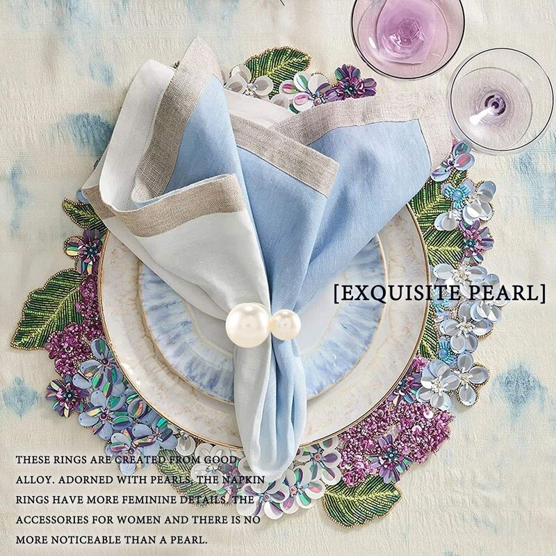 A50I Prsteni za salvete Pearl Serviette Kopča Držač za salvete za Božić, obiteljsko okupljanje, večeru, dekoraciju vjenčanja 12 kom.