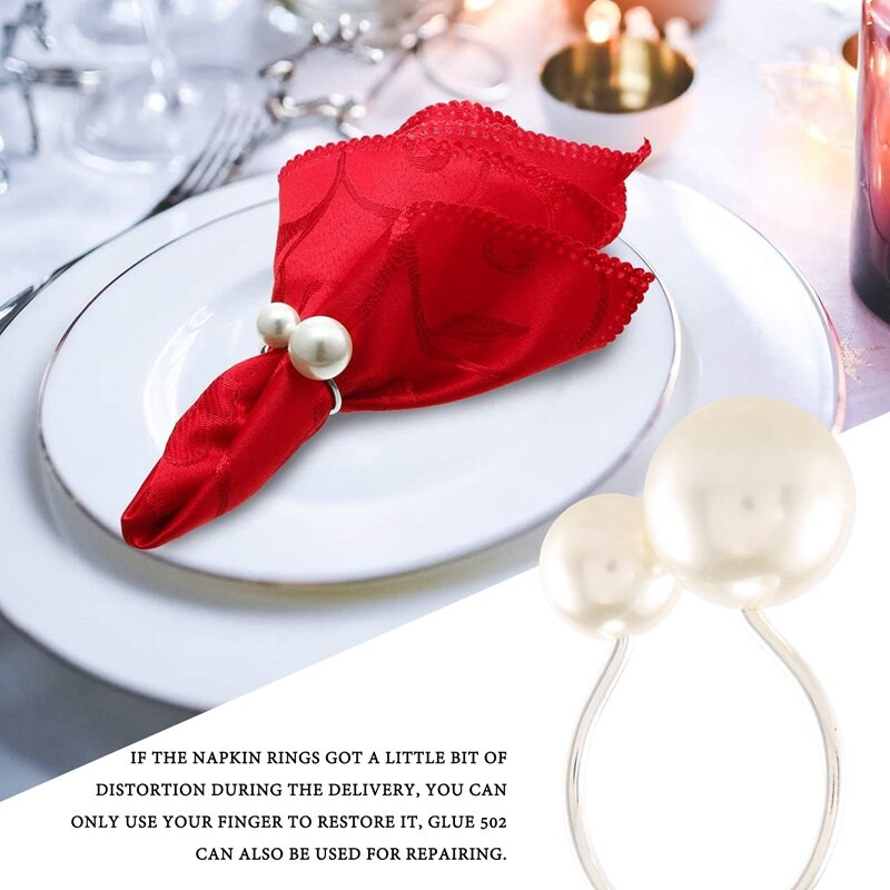 A50I Prsteni za salvete Pearl Serviette Kopča Držač za salvete za Božić, obiteljsko okupljanje, večeru, dekoraciju vjenčanja 12 kom.