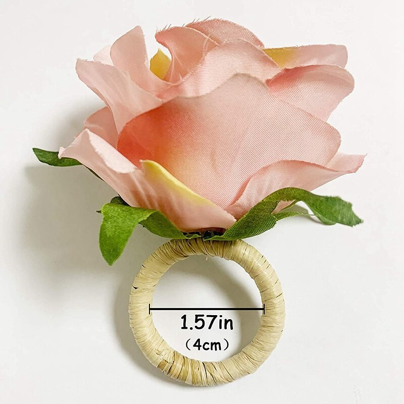 A50I 4 tk roosililledega salvrätikurõngad, käsitöö viinapuu disainiga salvrätikuhoidja sõrmused lauakaunistused pulmadeks, sõbrapäevadeks, banketideks