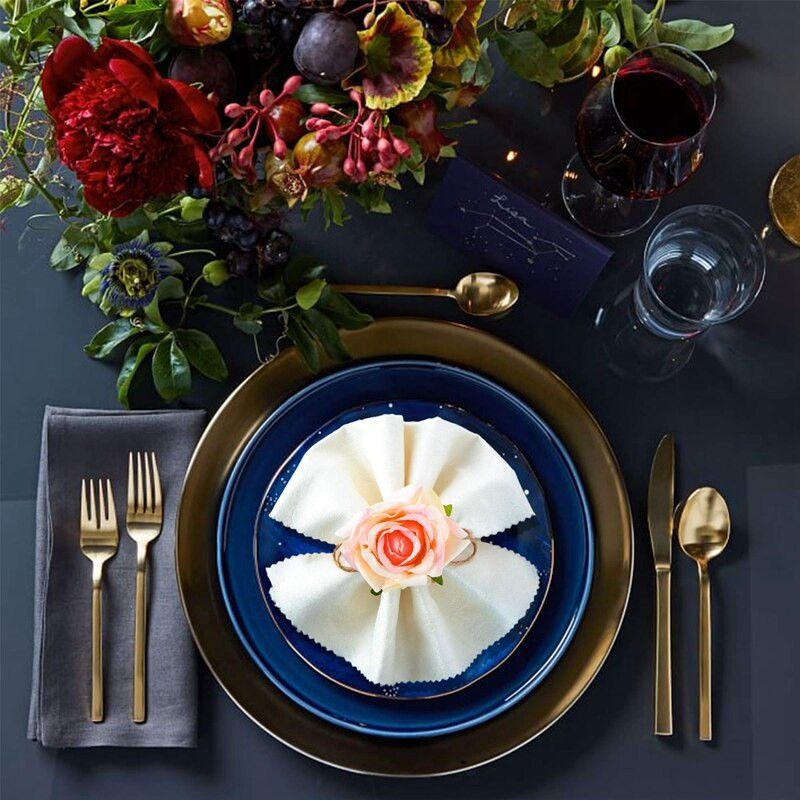 A50I 4 tk roosililledega salvrätikurõngad, käsitöö viinapuu disainiga salvrätikuhoidja sõrmused lauakaunistused pulmadeks, sõbrapäevadeks, banketideks