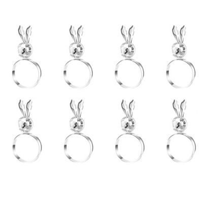 A50I 8 τμχ Δαχτυλίδι για πετσέτα λαγουδάκι Πασχαλινή θήκη δαχτυλιδιών με δαχτυλίδια κουνελάκι για πετσέτα αυτιών Κρυστάλλινο δαχτυλίδι από χαρτοπετσέτα για πασχαλινό ντεκόρ