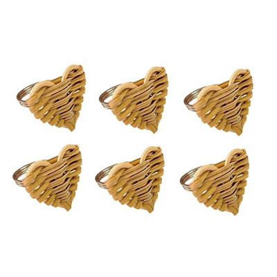 Bambusest kootud salvrätikurõngad, rustikaalsed salvrätikusõrmuse hoidjad, käsitsi valmistatud rotangist, südamekujuline punutud salvrätist rõngaste hoidik 6 tk