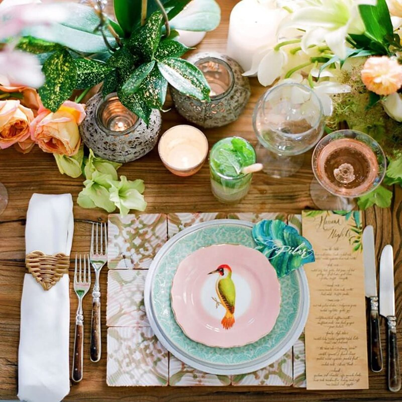 Bambusest kootud salvrätikurõngad, rustikaalsed salvrätikusõrmuse hoidjad, käsitsi valmistatud rotangist, südamekujuline punutud salvrätist rõngaste hoidik 6 tk