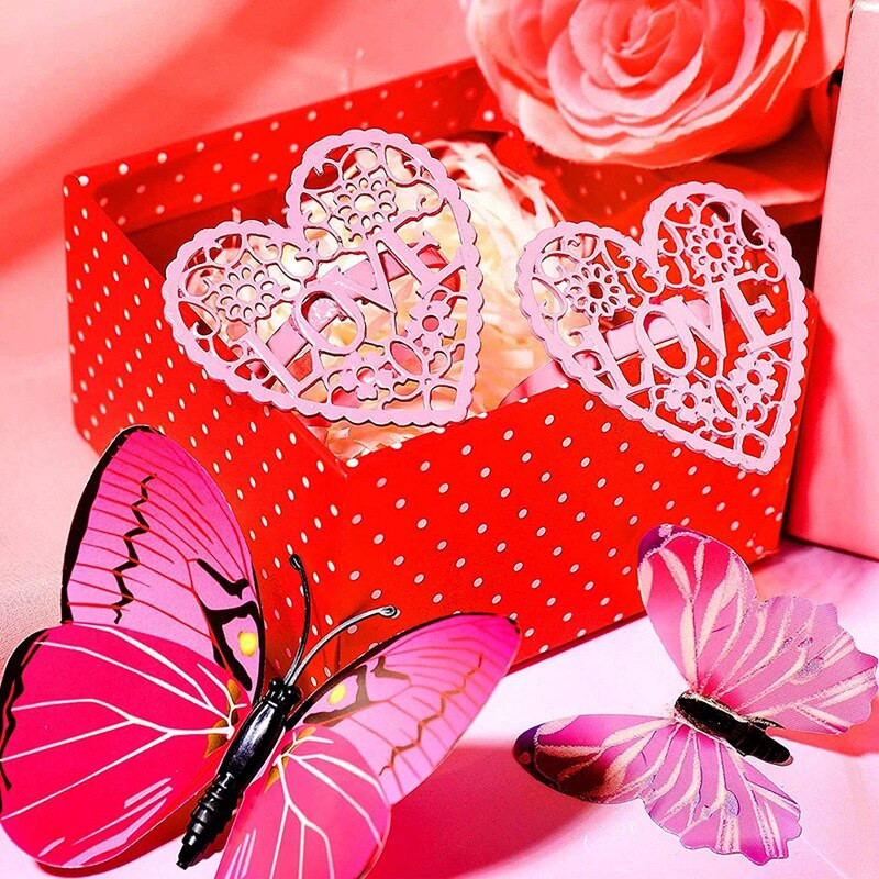 A63I 12 ΤΕΜ Δαχτυλίδια χαρτοπετσέτας καρδιάς Θήκη χαρτοπετσέτας σε σχήμα καρδιάς Δαχτυλίδια από αστραφτερές πετσέτες για την ημέρα του Αγίου Βαλεντίνου Διακόσμηση τραπεζιού γάμου