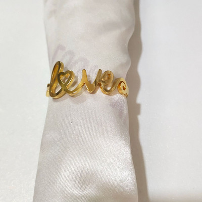 3/6pc Love Word Stolni držač za salvete Legirano zlato Metalni prsten za salvete Servilletero prstenje za vjenčane ručnike Dekoracija stola za večeru