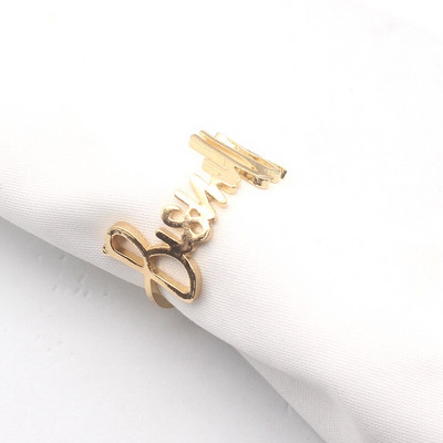 3/6pc Love Word Stolni držač za salvete Legirano zlato Metalni prsten za salvete Servilletero prstenje za vjenčane ručnike Dekoracija stola za večeru