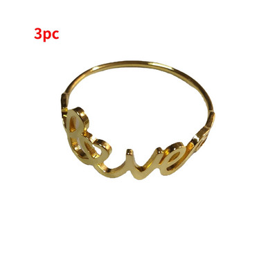 3/6pc Love Word Stolni držač za salvete Legirano zlato Metalni prsten za salvete Servilletero prstenje za vjenčane ručnike Dekoracija stola za večeru