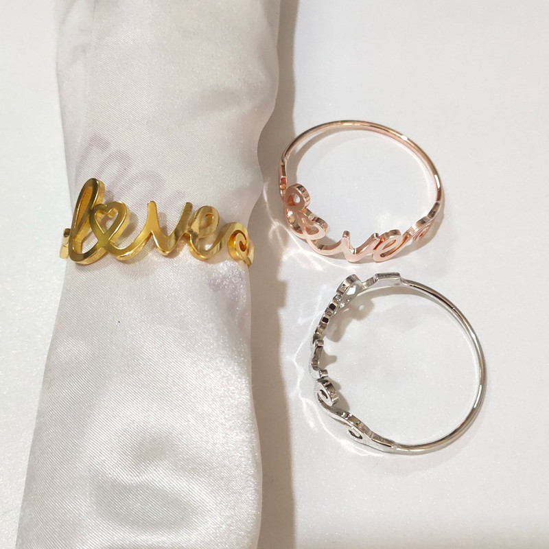 3/6pc Love Word Stolni držač za salvete Legirano zlato Metalni prsten za salvete Servilletero prstenje za vjenčane ručnike Dekoracija stola za večeru