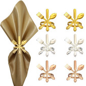 6 buc/set Crative Cuțit în formă de furculiță Inele pentru șervețele din aliaj metalic Suport pentru șervețele Decorat pentru masă Suport pentru șervețele de aur pentru nuntă de Crăciun