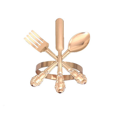 6 buc/set Crative Cuțit în formă de furculiță Inele pentru șervețele din aliaj metalic Suport pentru șervețele Decorat pentru masă Suport pentru șervețele de aur pentru nuntă de Crăciun