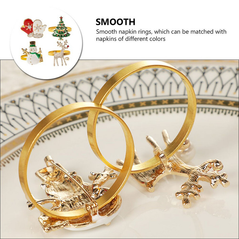Suport pentru șervețel de Crăciun Inele Pânză Copac Servete Servețele Decor Inel Masă Catarame Cristal Artificial Petrecere