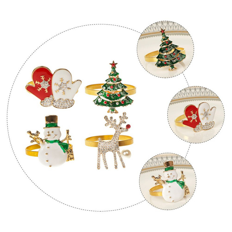 Suport pentru șervețel de Crăciun Inele Pânză Copac Servete Servețele Decor Inel Masă Catarame Cristal Artificial Petrecere