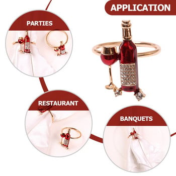 Държач за пръстени за салфетки Пръстени Празнични салфетки Парти Кръг Сервиета Катарама Декоративна бутилка за хранене Държачи за кристали Коледа