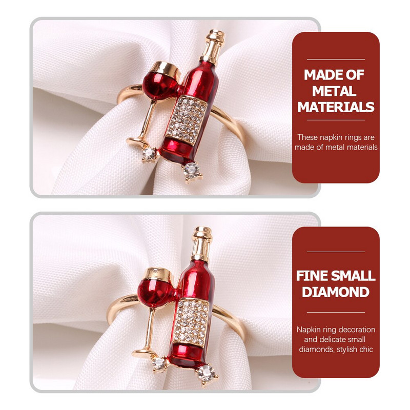 Δαχτυλίδι για χαρτοπετσέτα Ringsholiday Prapkins Party Circle Serviette αγκράφα Διακοσμητικά τραπεζαρία για μπουκάλι στρας Χριστούγεννα