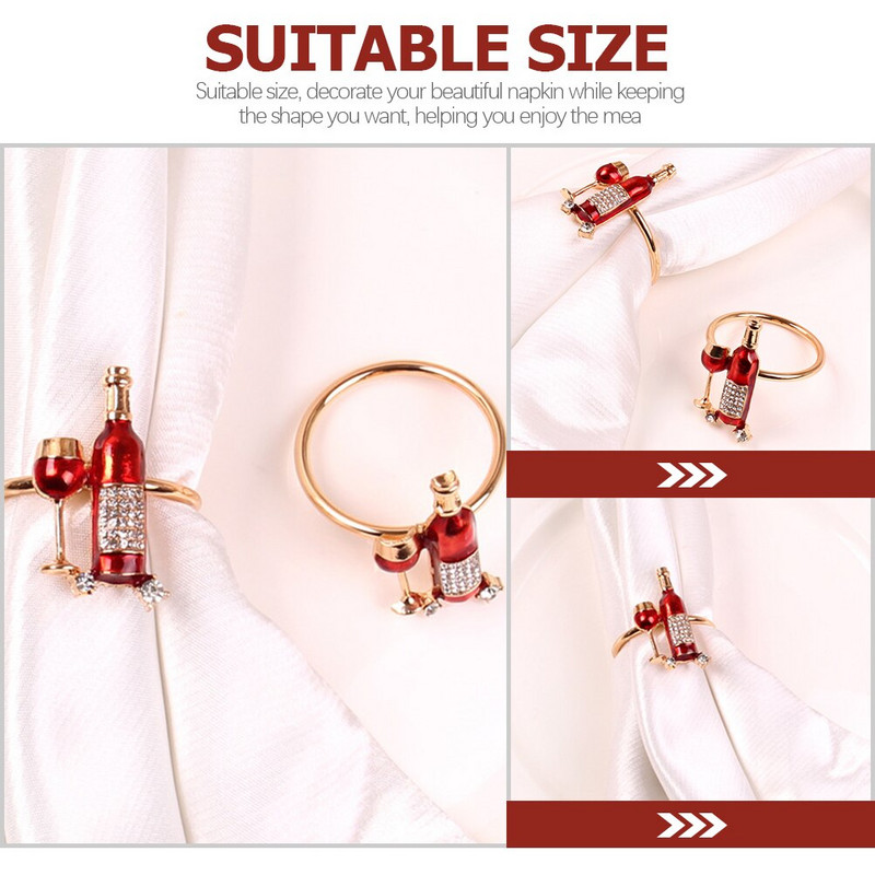 Δαχτυλίδι για χαρτοπετσέτα Ringsholiday Prapkins Party Circle Serviette αγκράφα Διακοσμητικά τραπεζαρία για μπουκάλι στρας Χριστούγεννα