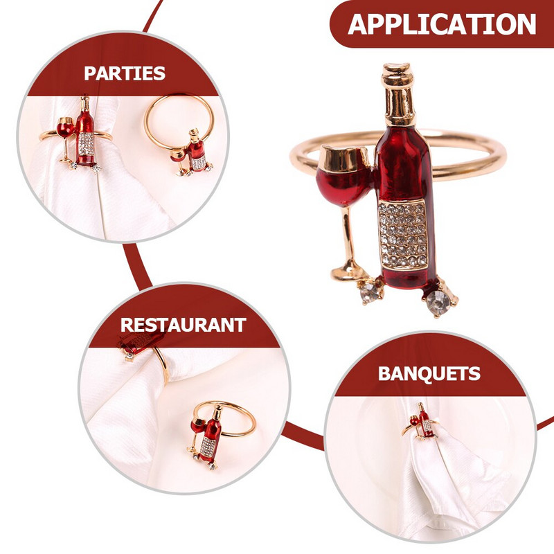 Δαχτυλίδι για χαρτοπετσέτα Ringsholiday Prapkins Party Circle Serviette αγκράφα Διακοσμητικά τραπεζαρία για μπουκάλι στρας Χριστούγεννα