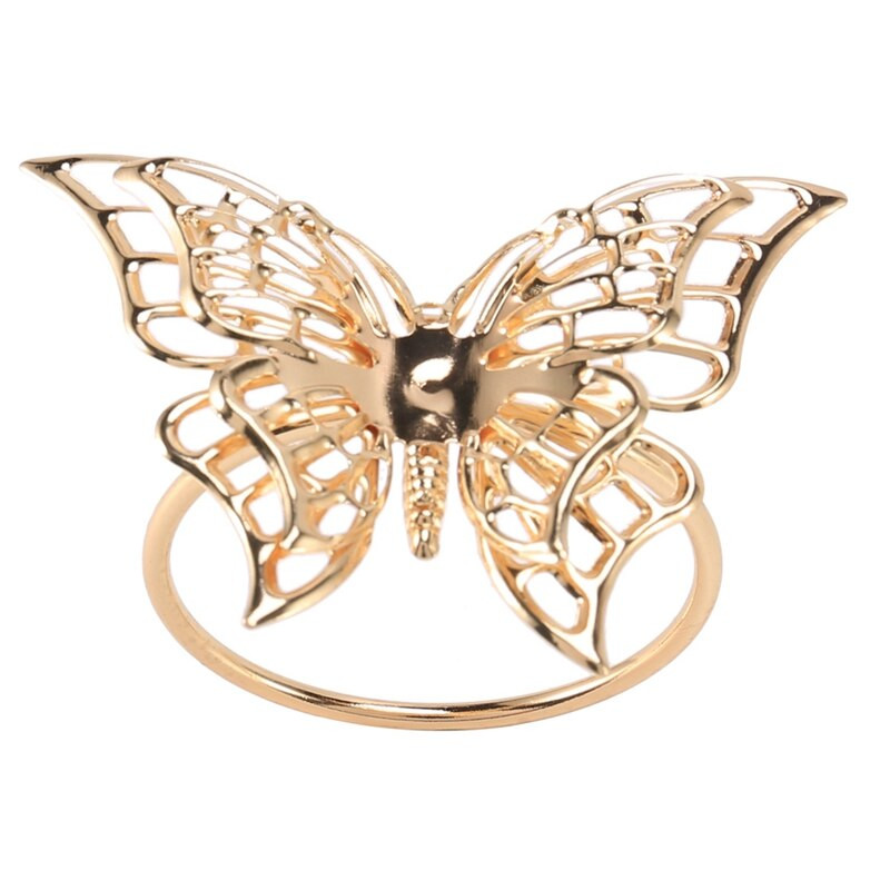 Σετ δαχτυλιδιών χαρτοπετσέτας με 12 χρυσά δαχτυλίδια πετσέτας πεταλούδας Θήκες χαρτοπετσέτας για διακόσμηση δείπνου γάμου