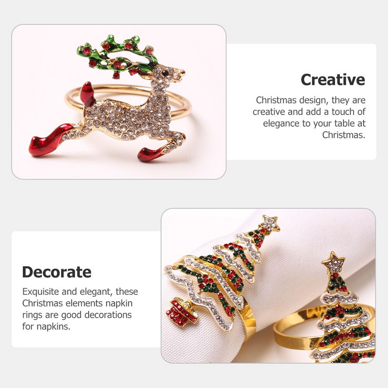 Salvrätid Jõulusõrmused Sõrmus Salvrätikuhoidja Söögilauahoidikud Pandla Puusalv Pühadepeo salvrätikud Pulmakaunistus Kuldne